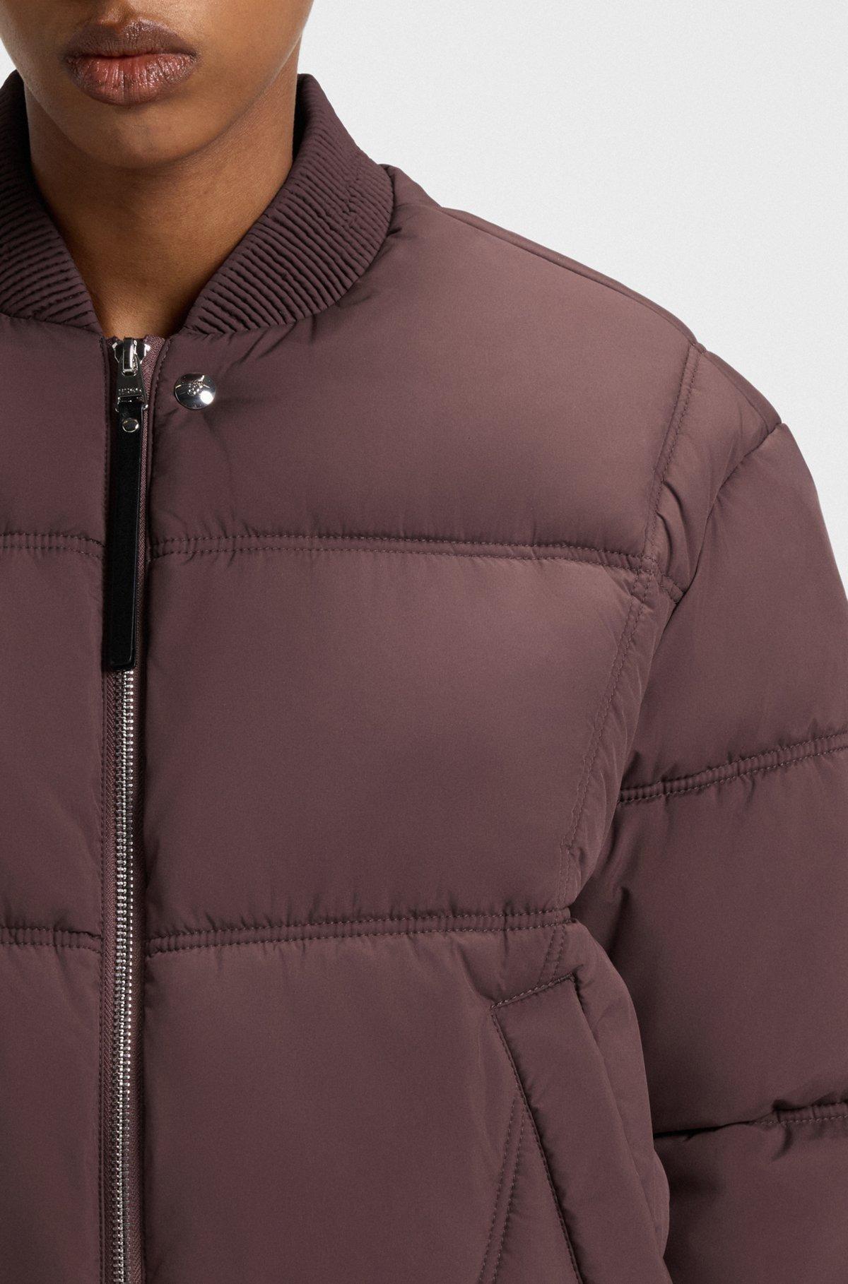 HUGO - Water-repellent puffer jacket in a bomber style - Dark Brown Product Image
