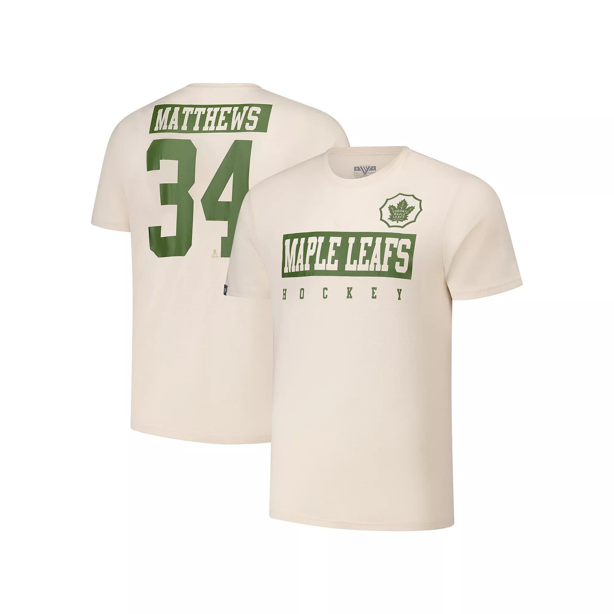 Men's Levelwear Auston Matthews Khaki Toronto Maple Leafs 2024 NHL Military Appreciation Richmond Delta Player Name & Number T-Shirt,  Product Image