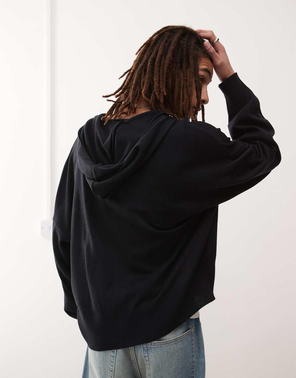 COLLUSION knitted oversized hoodie in Navy Product Image