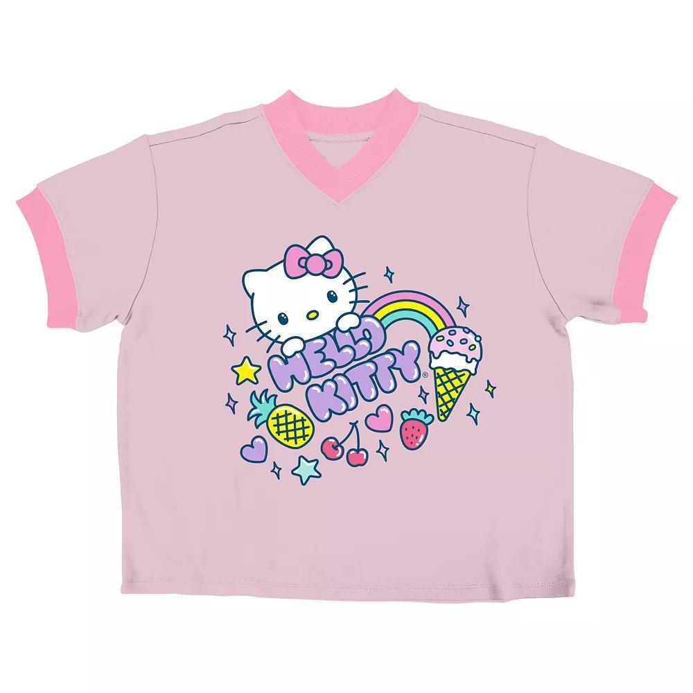Juniors' Hello Kitty Rainbow Hearts Baby Graphic Tee, Women's, Size: Medium, Pink Product Image