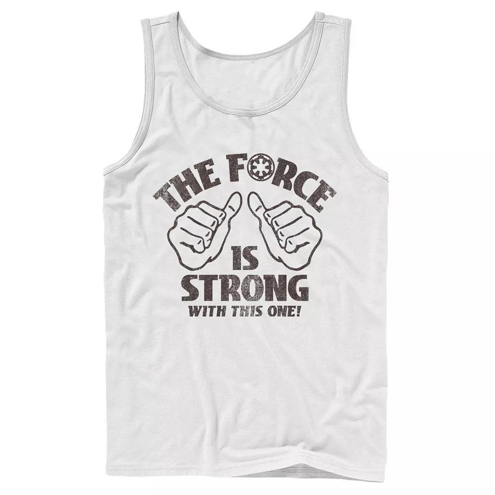 Men's Star Wars The Force is Strong Quote Thumbs-Up Tank Top, Size: Large, White Product Image