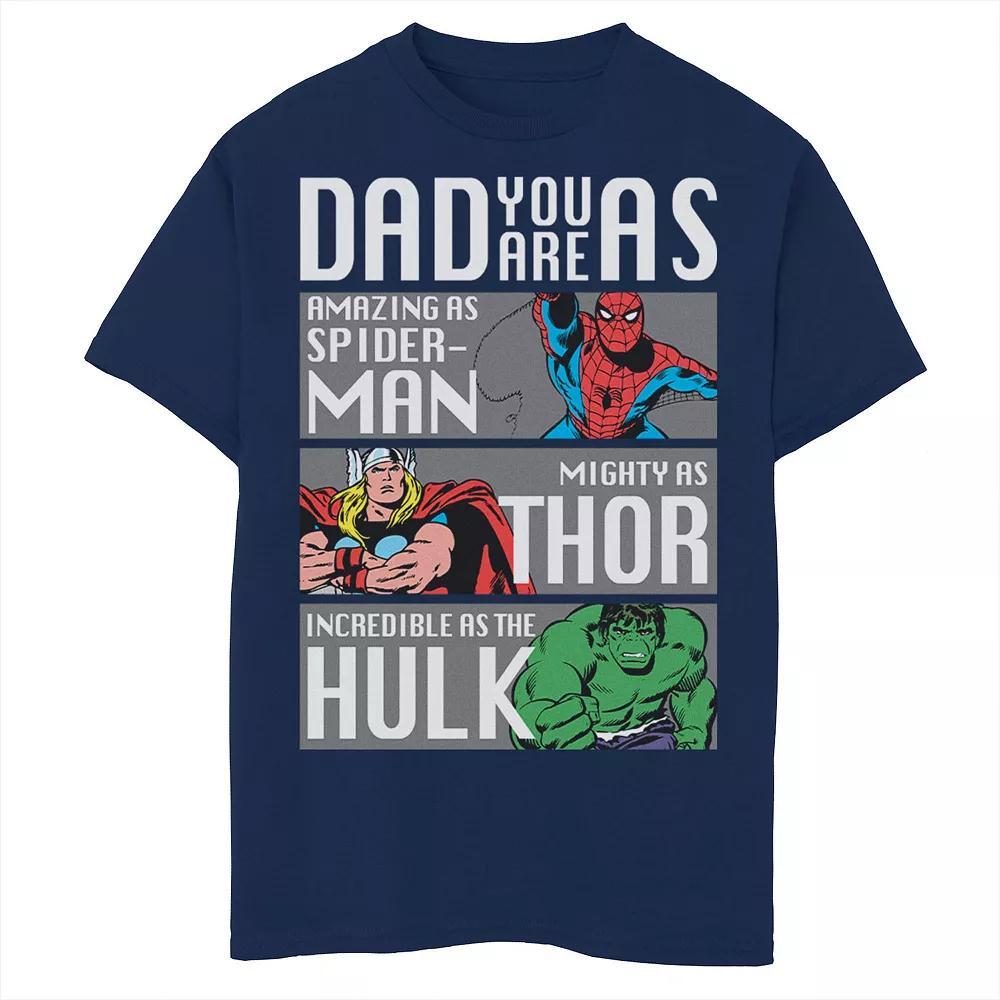 Boys 8-20 Marvel Spider-Man Thor Hulk Dad You Are As Panels Graphic Tee, Boy's, Size: Large, Blue Product Image