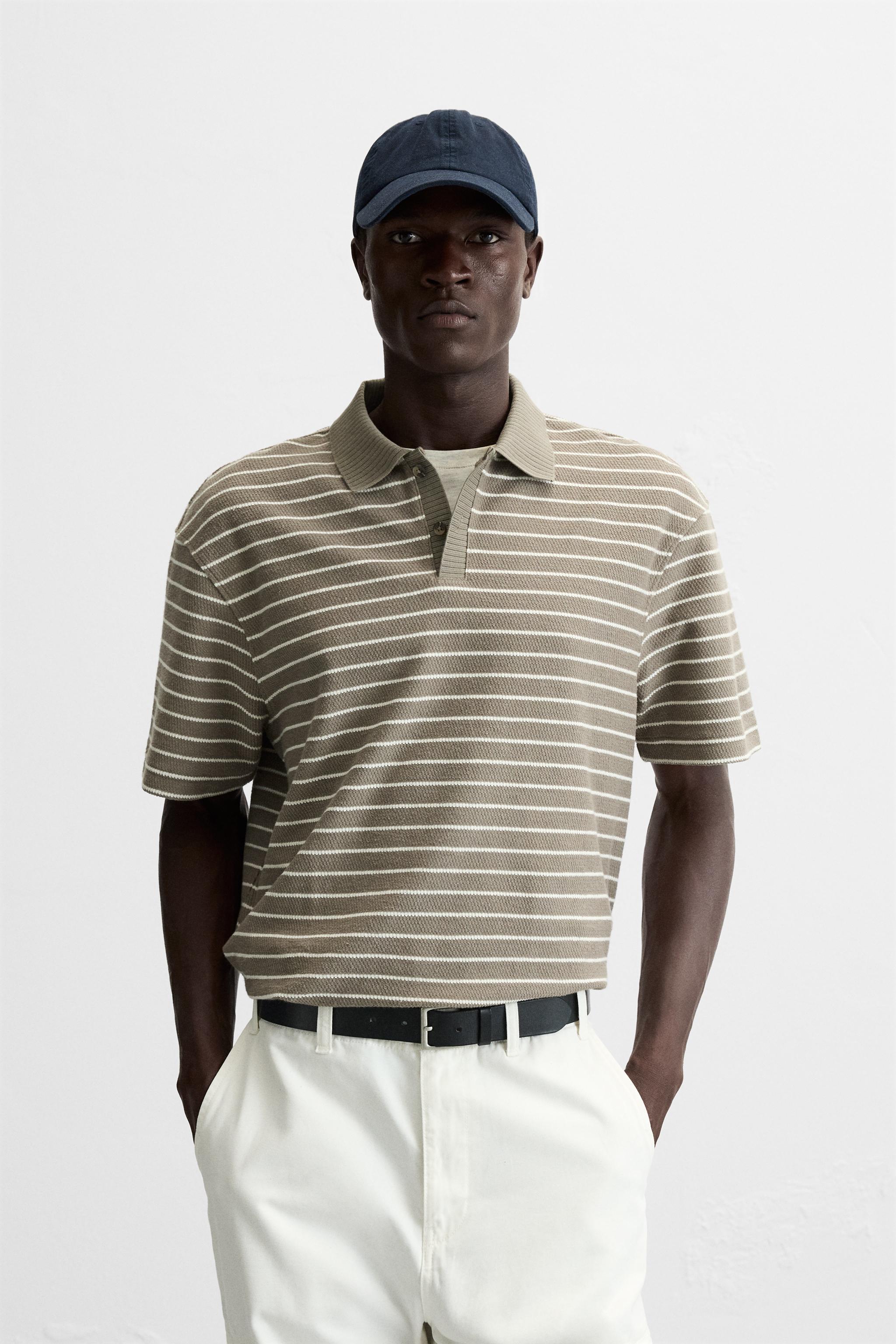 TEXTURED STRIPED POLO Product Image