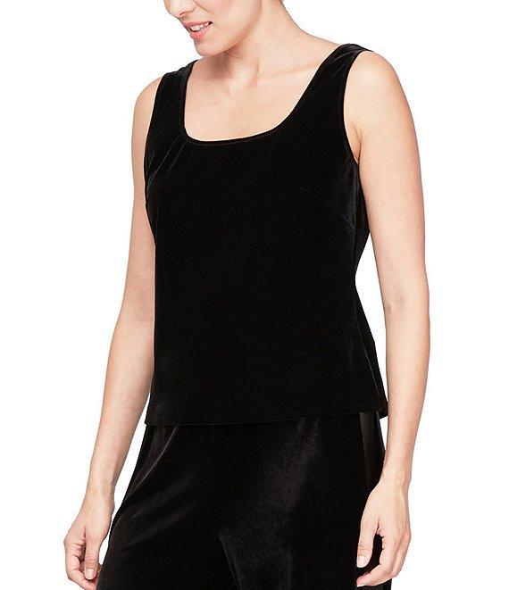 Alex Evenings Scoop Neck 3/4 Illusion Sleeve Stretch Velvet Twinset Product Image