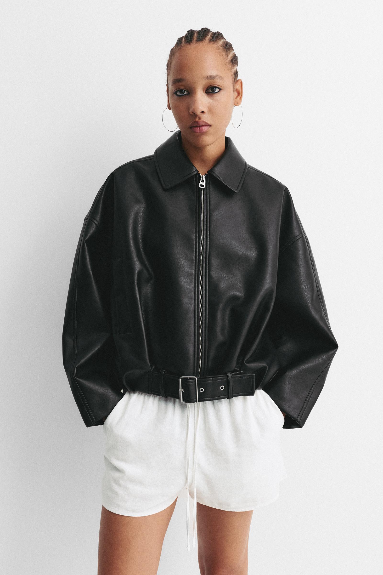 Faux leather bomber jacket Product Image