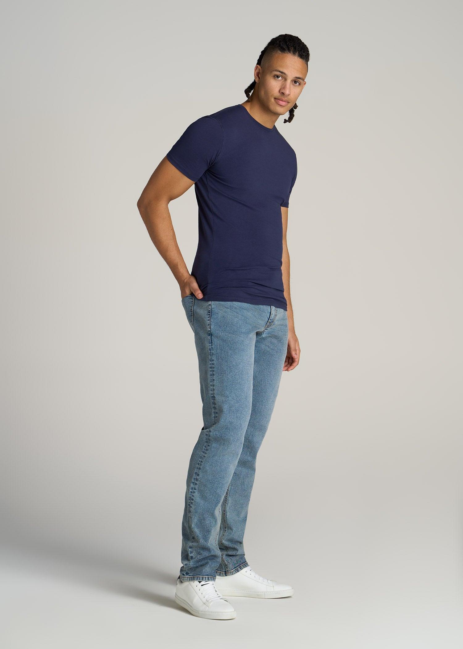 The Essential SLIM-FIT Crewneck Tee for Tall Men in Navy Product Image