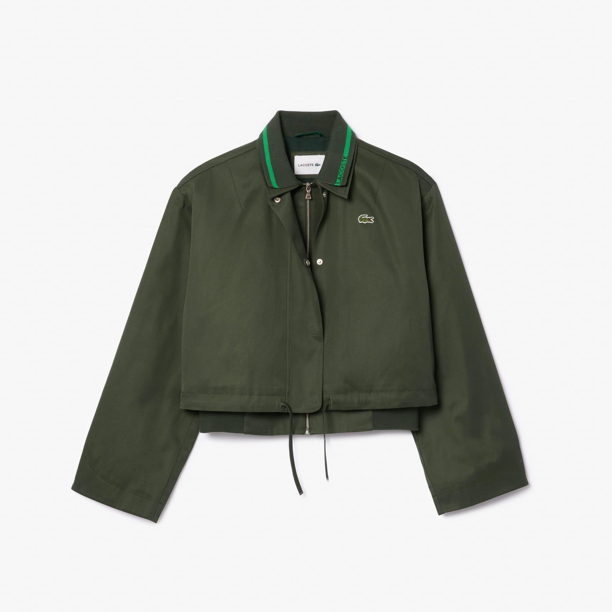Oversized Polo Collar Twill Jacket Product Image