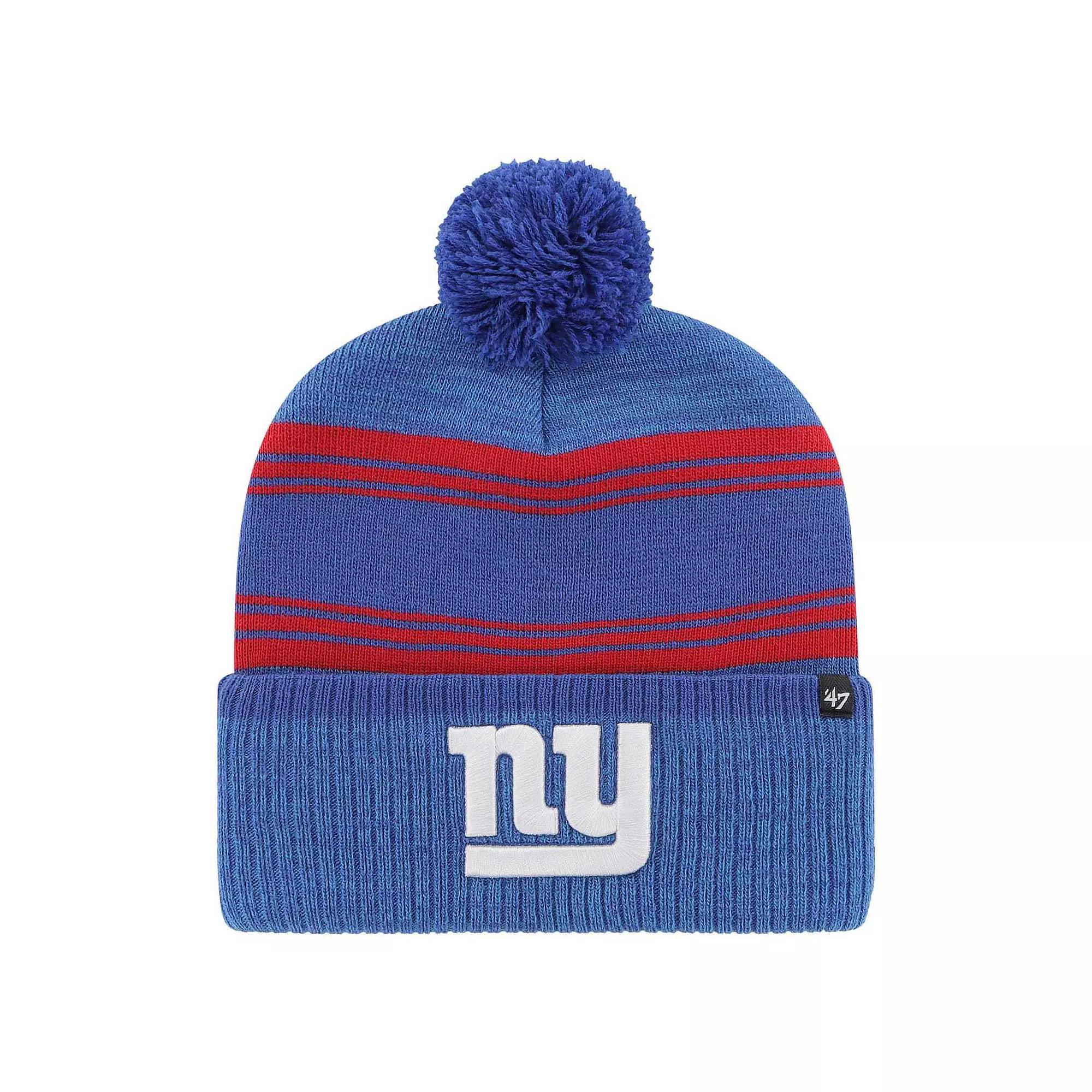 Men's '47 Royal New York Giants Fadeout Cuffed Knit Hat with Pom, Blue Product Image