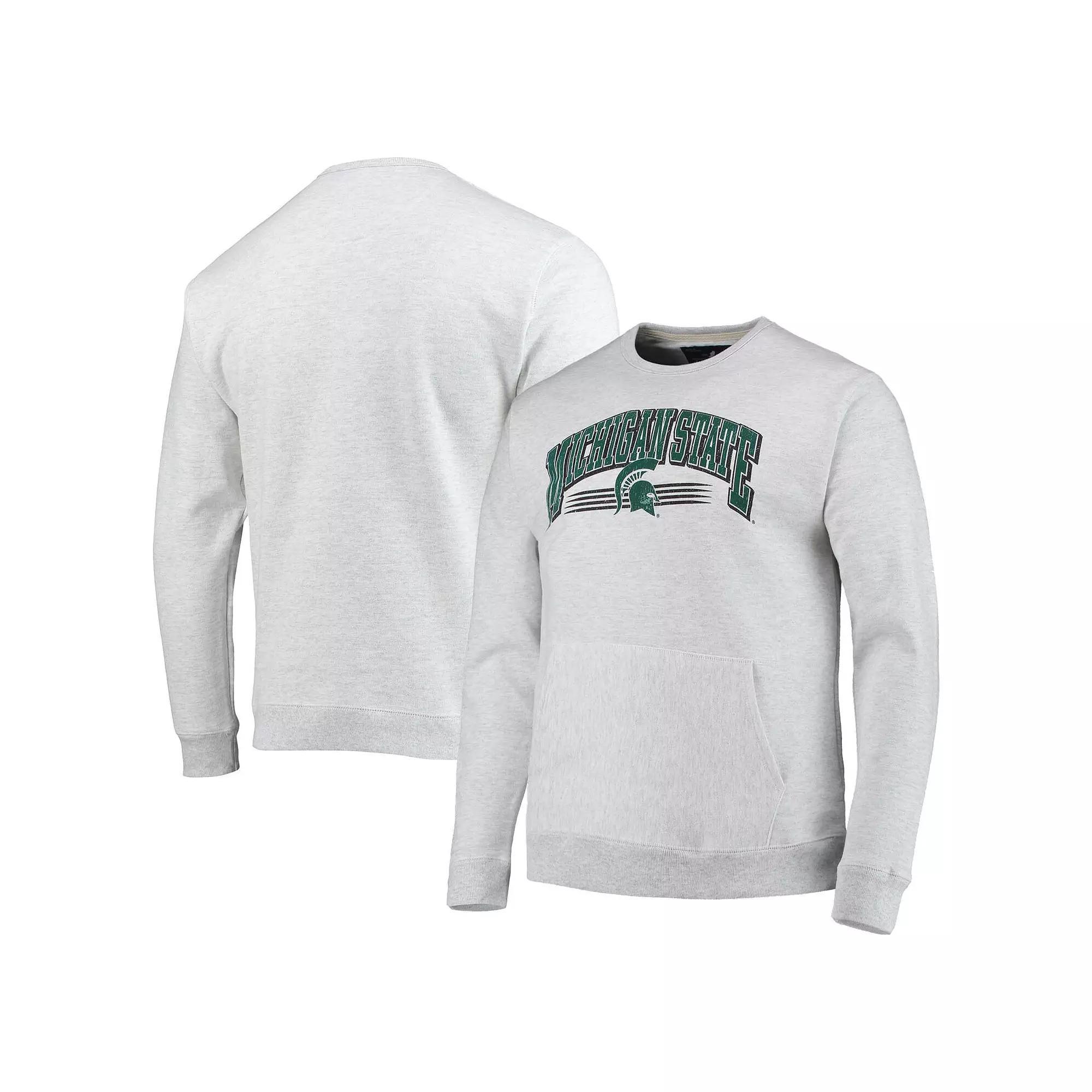 Men's League Collegiate Wear Heathered Gray Michigan State Spartans Upperclassman Pocket Pullover Sweatshirt, Size: Medium, Grey Product Image