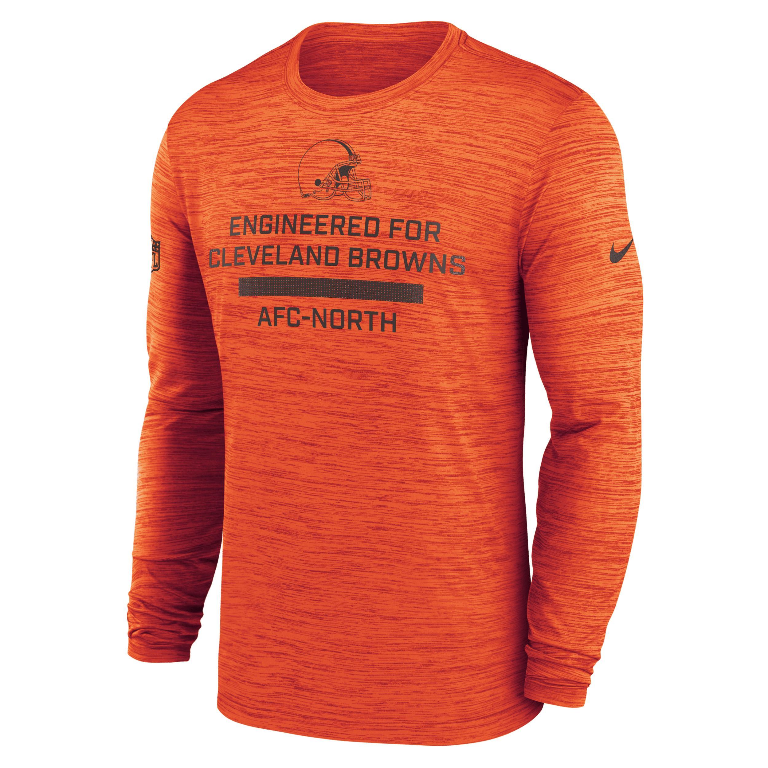 Cleveland Browns Sideline Team Issue Velocity Nike Mens Dri-FIT NFL Long-Sleeve T-Shirt | 02EQ89L9I-QVX Product Image