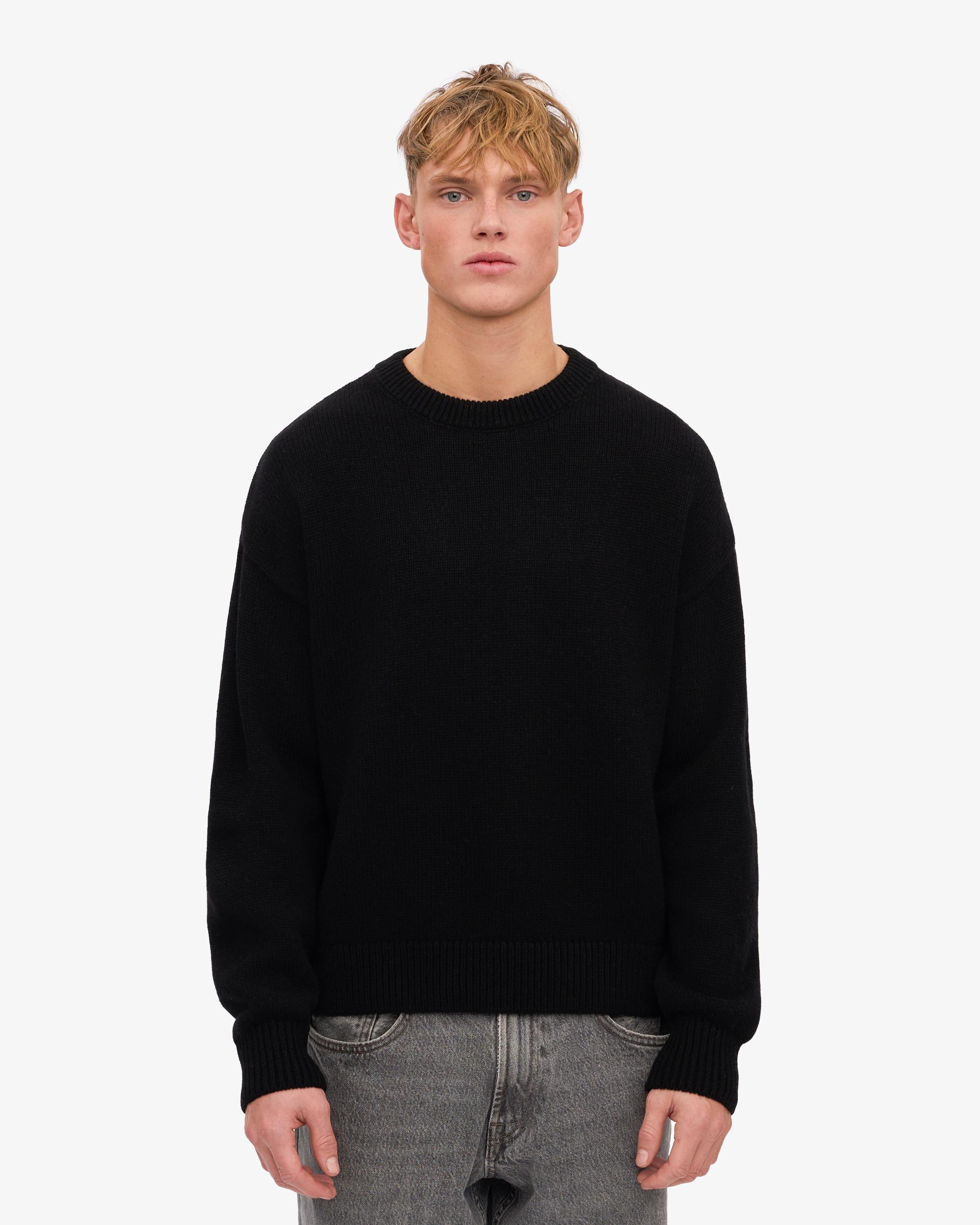 Oversized Merino Wool Crew - Deep Black Product Image