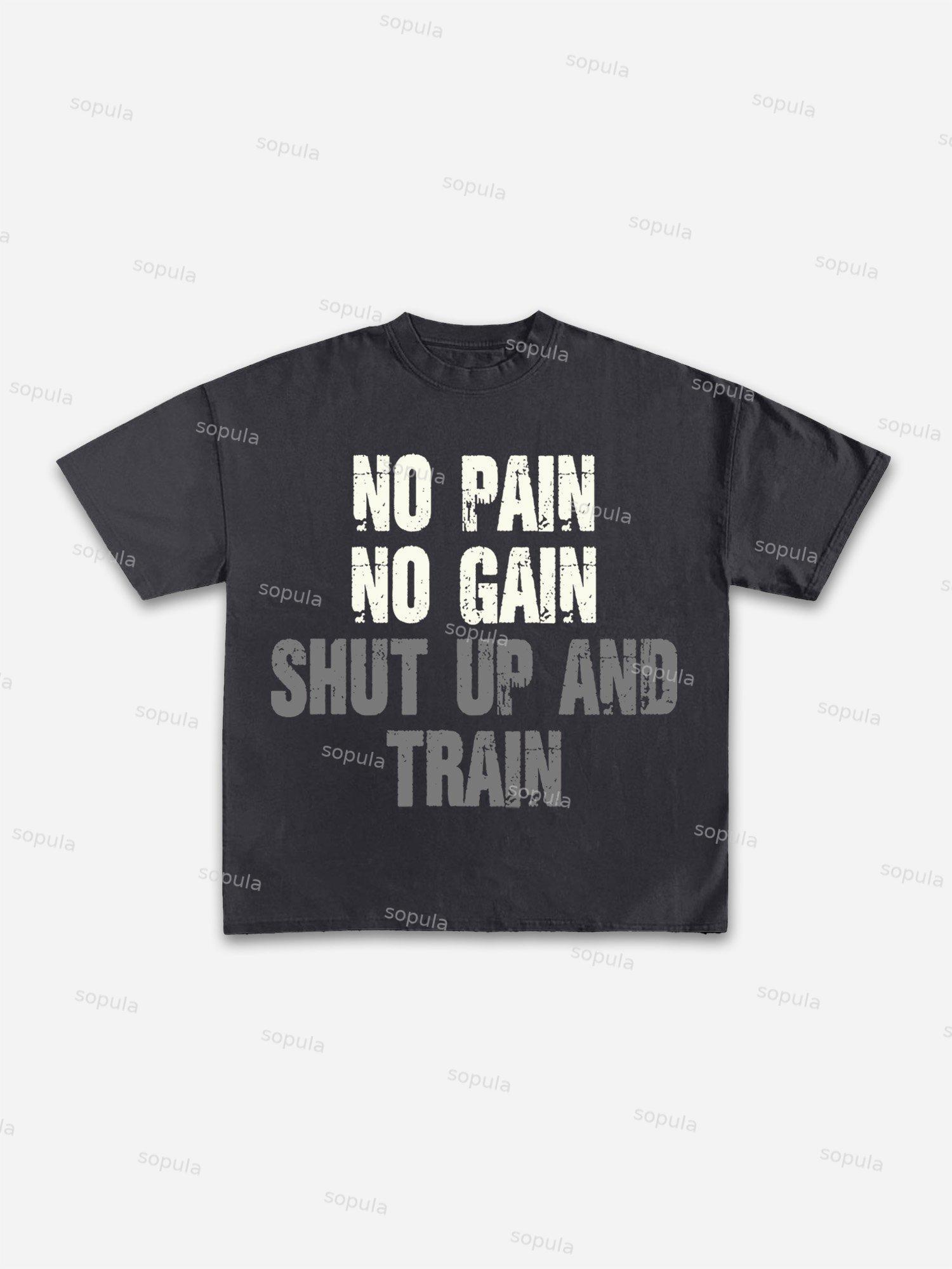 No Pain No Gain Gym T-shirt Graphic Cotton T-shirt Product Image