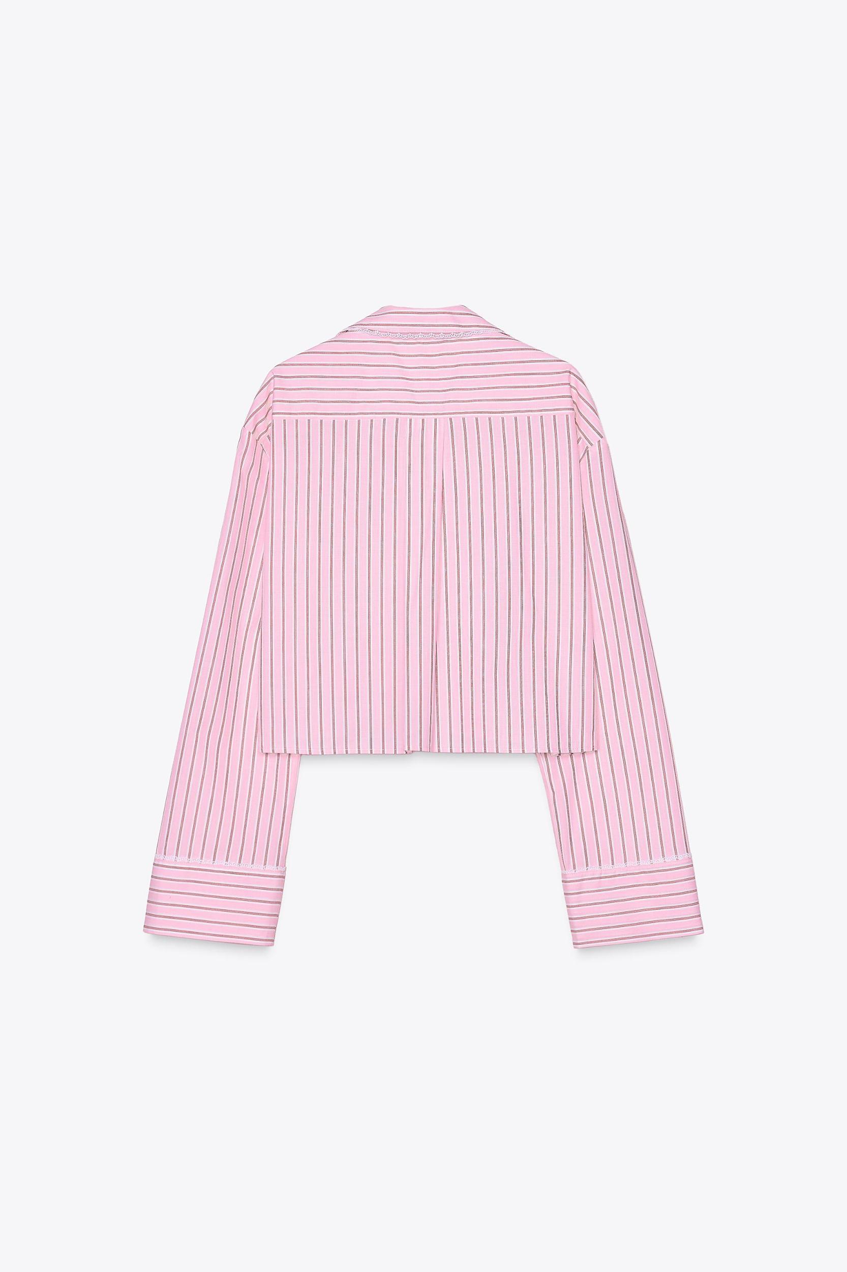 STRIPED CROP POPLIN SHIRT Product Image