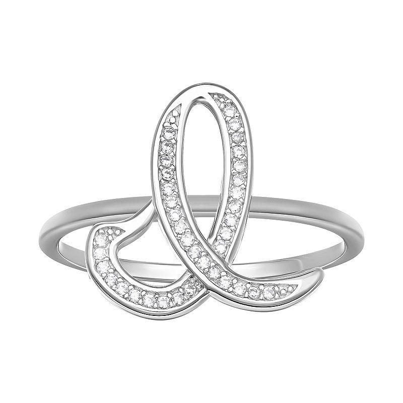 PRIMROSE Sterling Silver Cubic Zirconia Initial Ring, Women's, Size: 8, Sterling Silver X Product Image