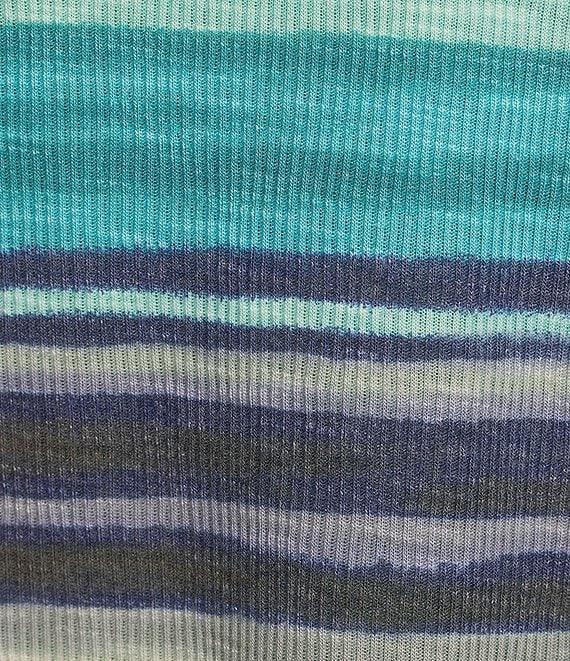 Westbound Aquatic Stripe Ruched Short Sleeve V-Neck Top Product Image