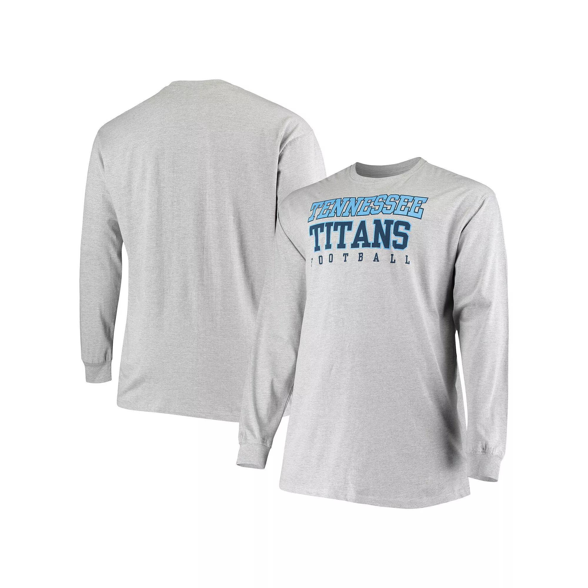 Men's Fanatics Branded Heathered Gray Tennessee Titans Big & Tall Practice Long Sleeve T-Shirt, Size: 4XB, Grey Product Image