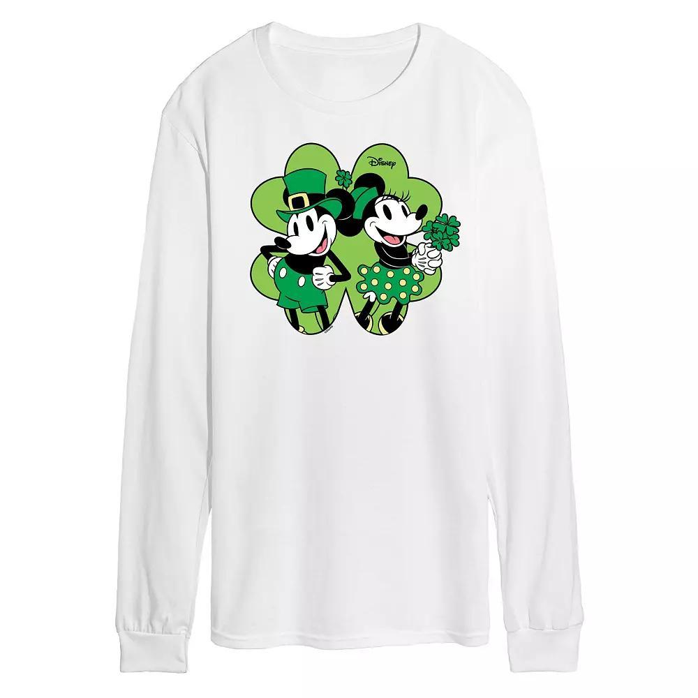 Disney's Mickey & Minnie Mouse Men's Shamrock Long Sleeve Graphic Tee,  Product Image