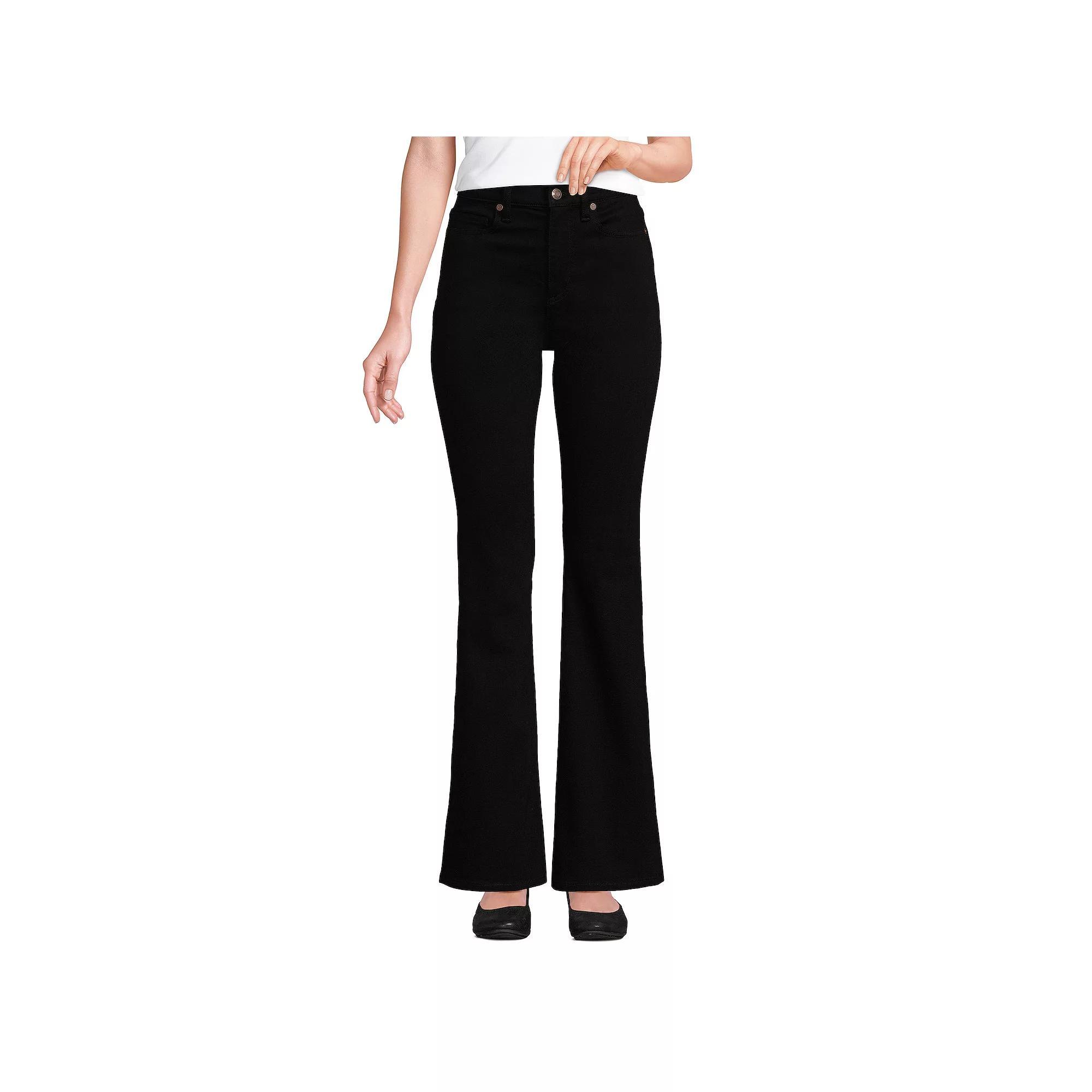 Women's Lands' End High Rise Skinny Flare Jeans, Size: 10, Black Product Image
