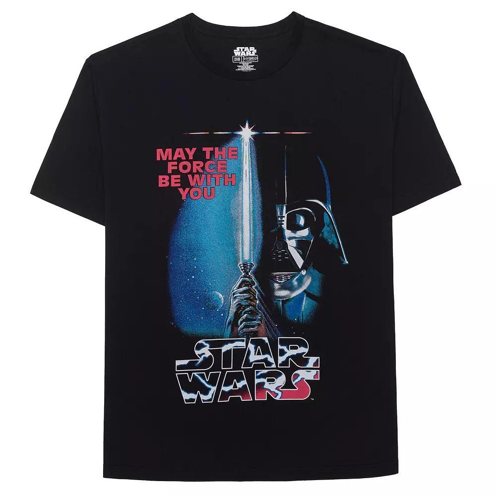 Big & Tall Star Wars Darth Vader "May The Force Be With You" Lightsaber Retro Poster Graphic Tee, Men's, Size: 4XB, Black Product Image