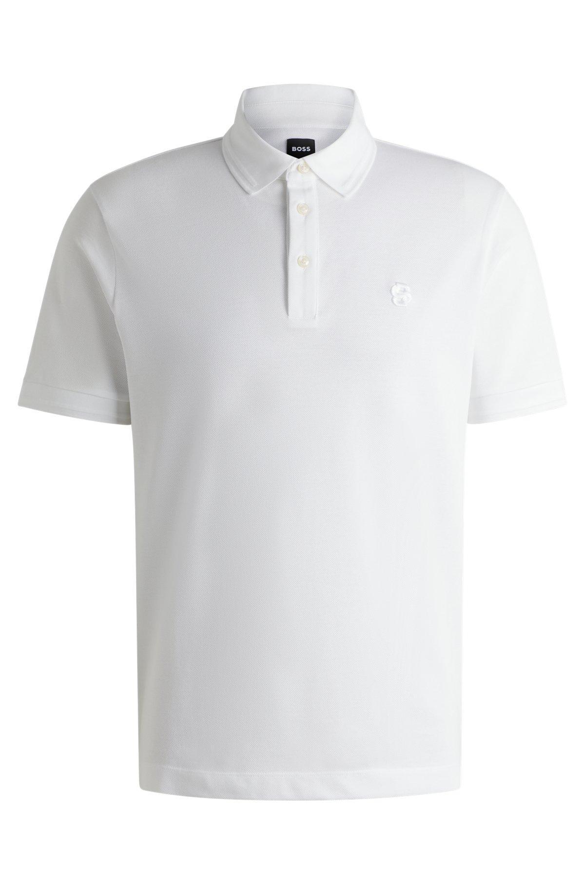 Cotton-piqué polo shirt with Double B monogram Product Image