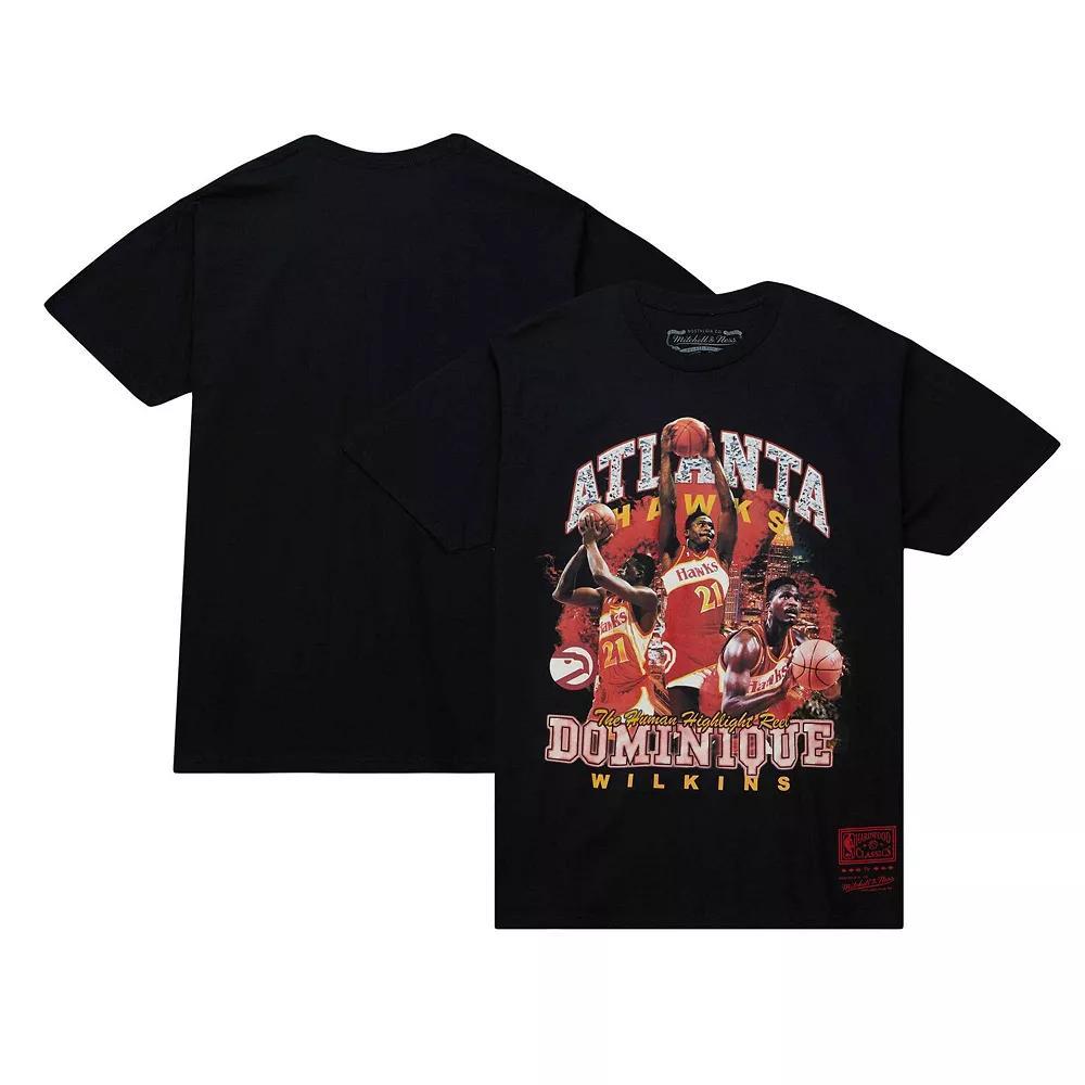 Men's Mitchell & Ness Dominique Wilkins Black Atlanta Hawks Hardwood Classics Bling Concert Player T-Shirt, Size: Small Product Image