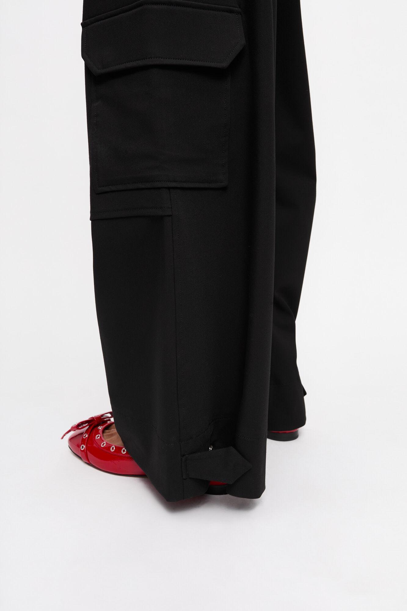 Black Twill Suiting Cargo Pants Product Image
