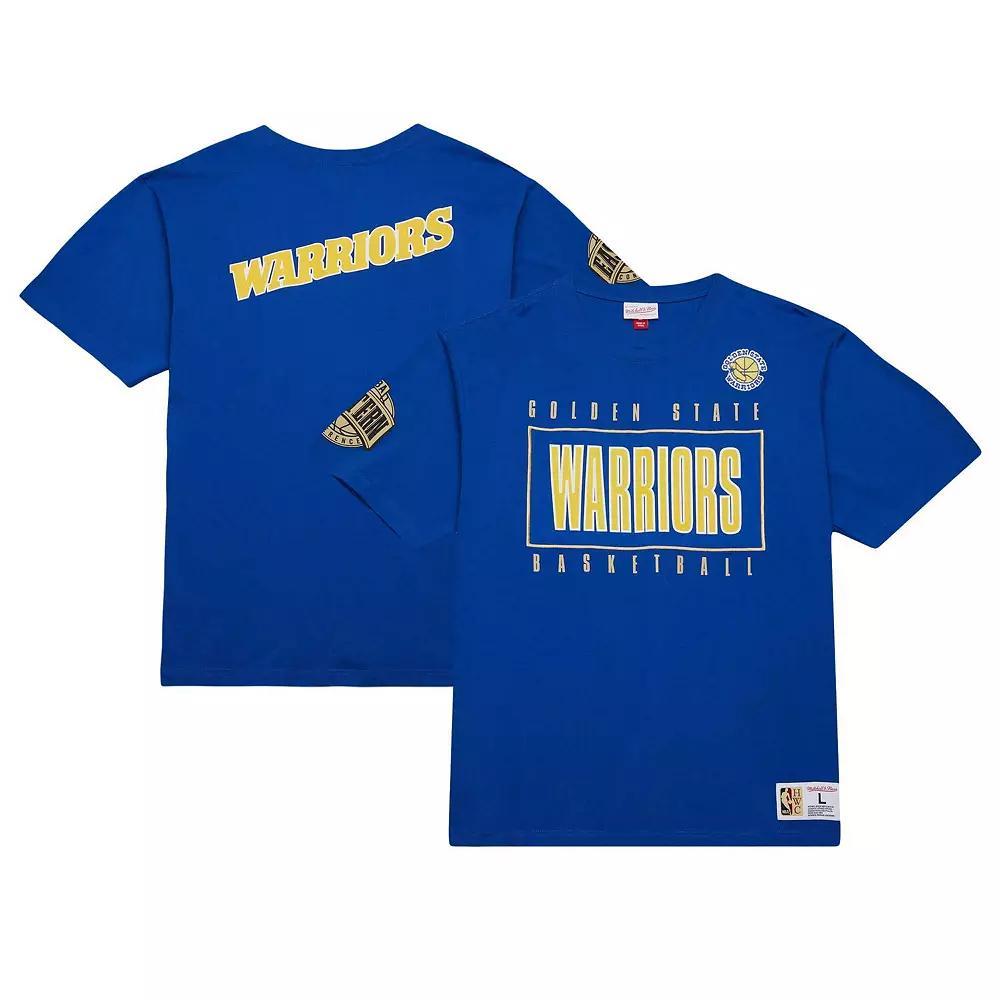 Men's Mitchell & Ness Royal Golden State Warriors Hardwood Classics Team OG 2.0 Premium Vintage Logo T-Shirt,  Product Image