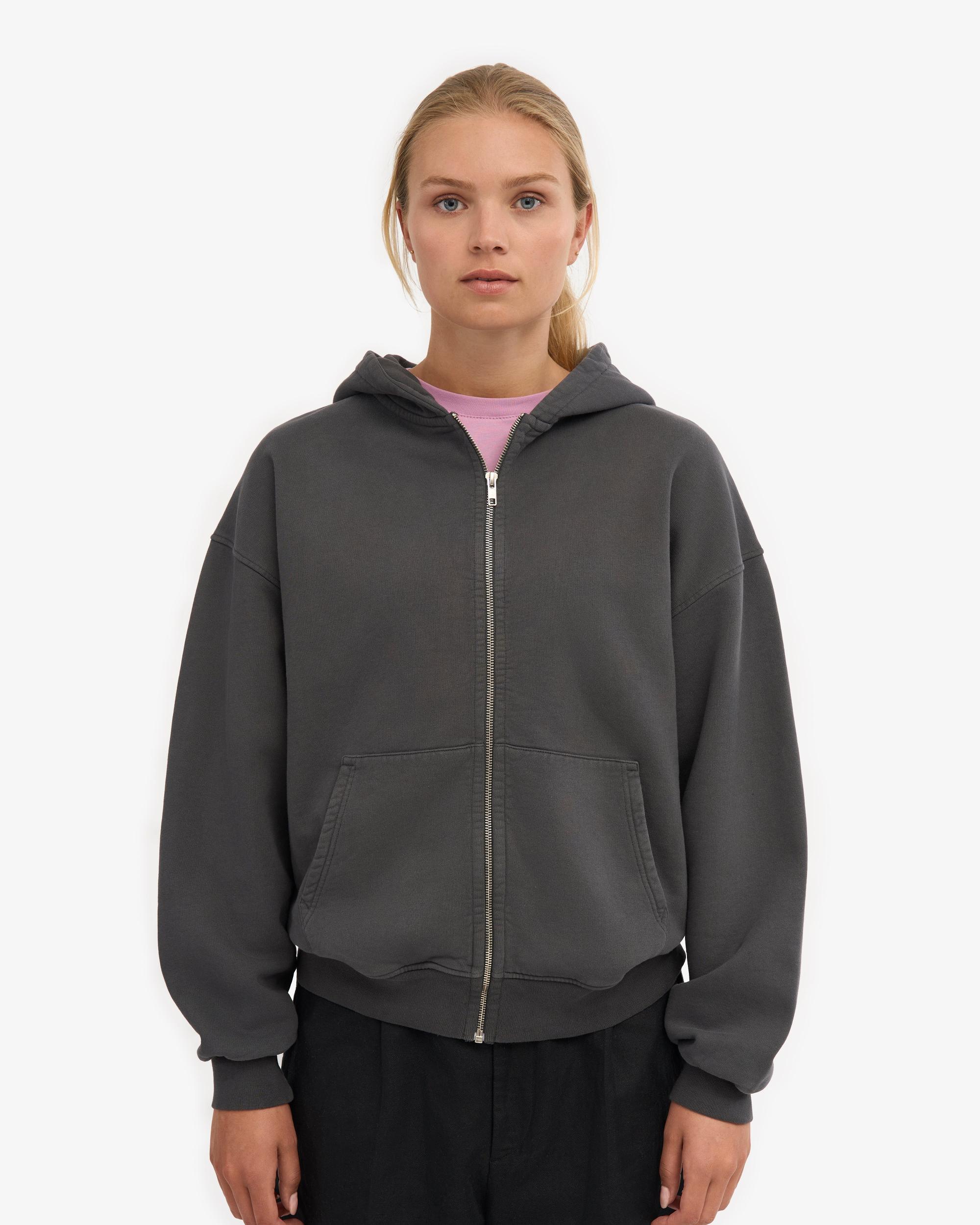 Organic Oversized Zip Hood - Steel Blue Product Image