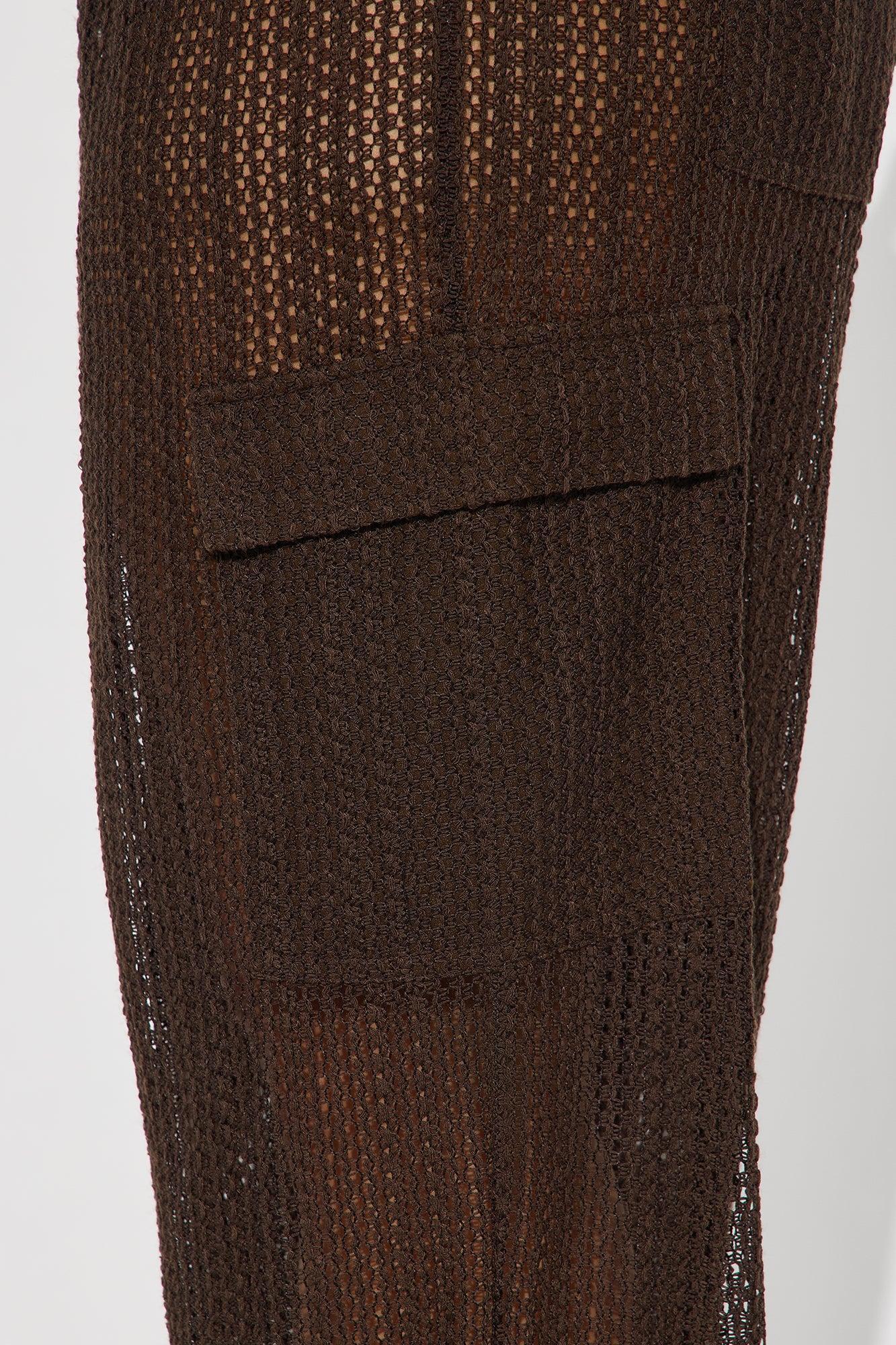 Fun Times Crochet Wide Leg Pant - Chocolate Female Product Image