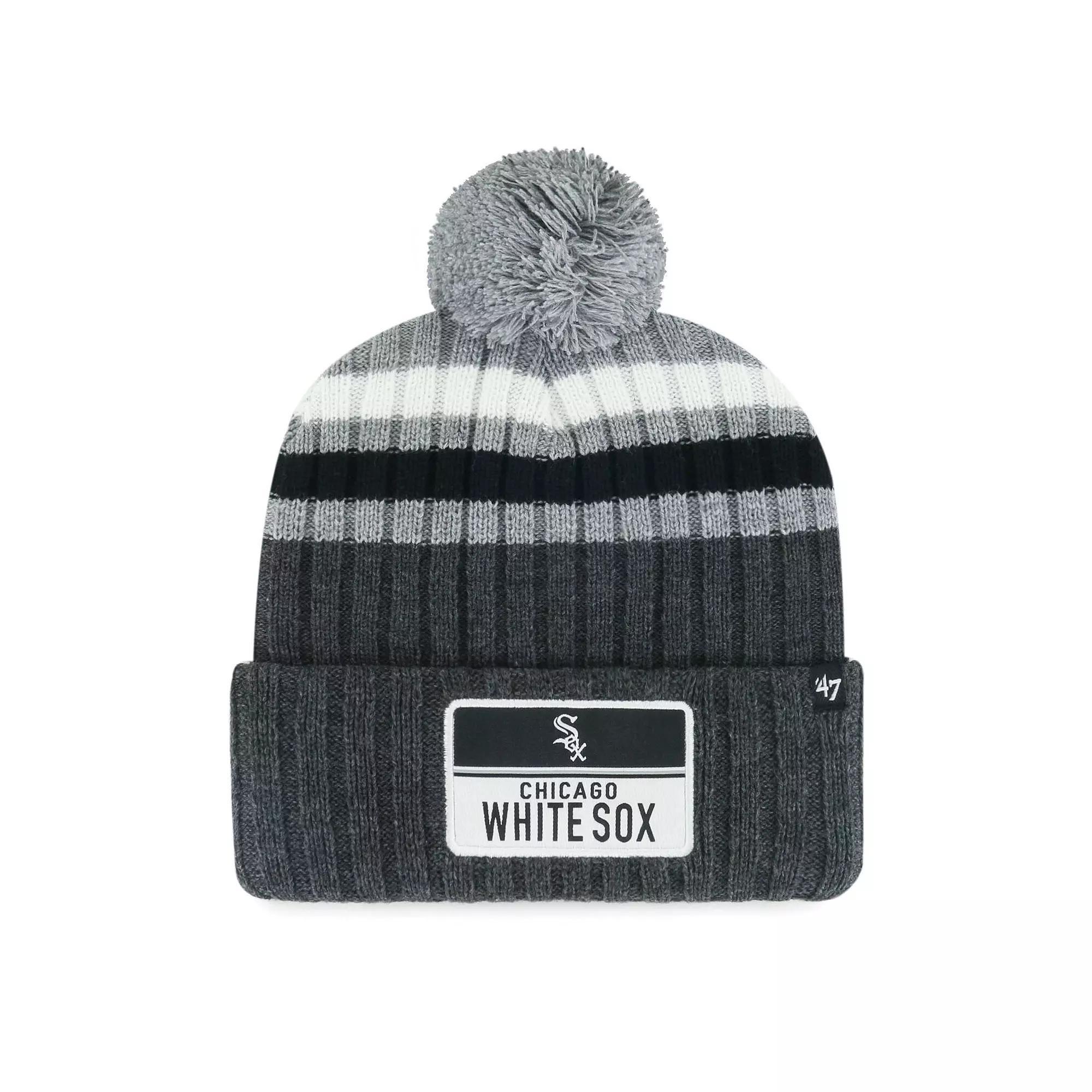 Men's '47 Gray Chicago White Sox Stack Cuffed Knit Hat with Pom, Grey Product Image