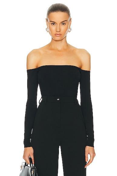 Dolce & Gabbana Strapless Long Sleeve Top in Black Product Image