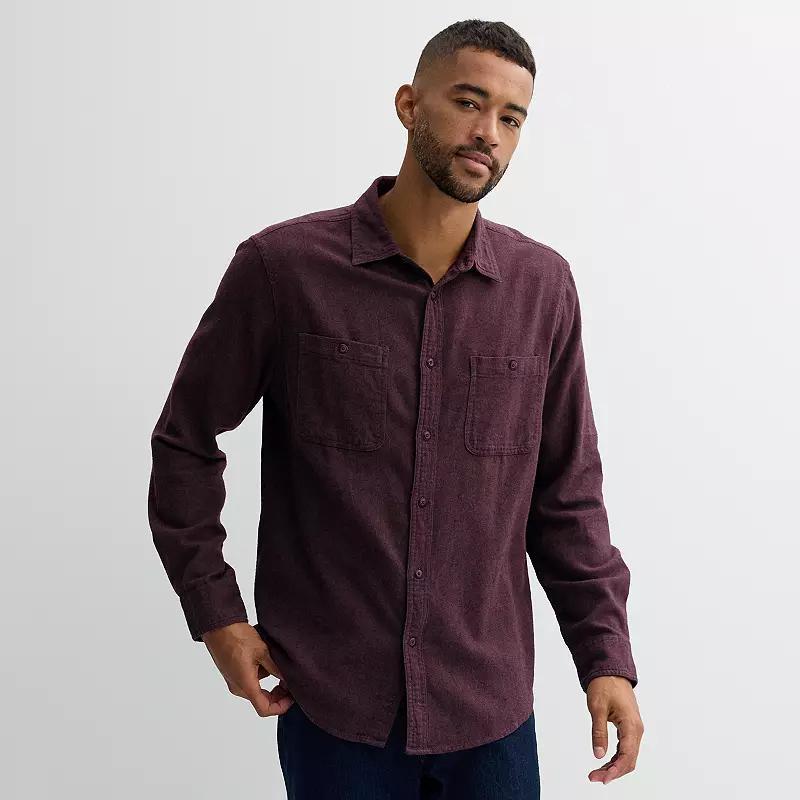 Men's Sonoma Goods For Life® Supersoft Flannel Button-Down Shirt, Size: XL, Blue Product Image