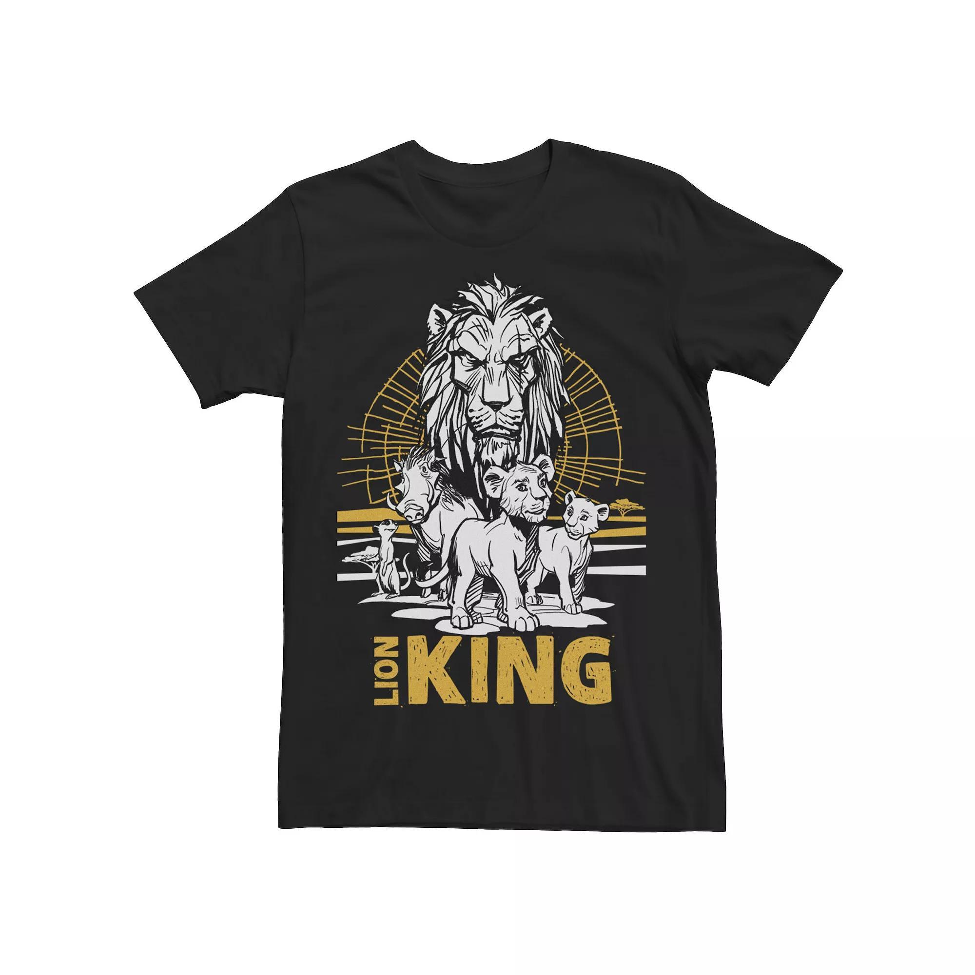 Disney's The Lion King Men's Live Action Group Shot Sketch Poster Tee, Size: XXL, Black Product Image