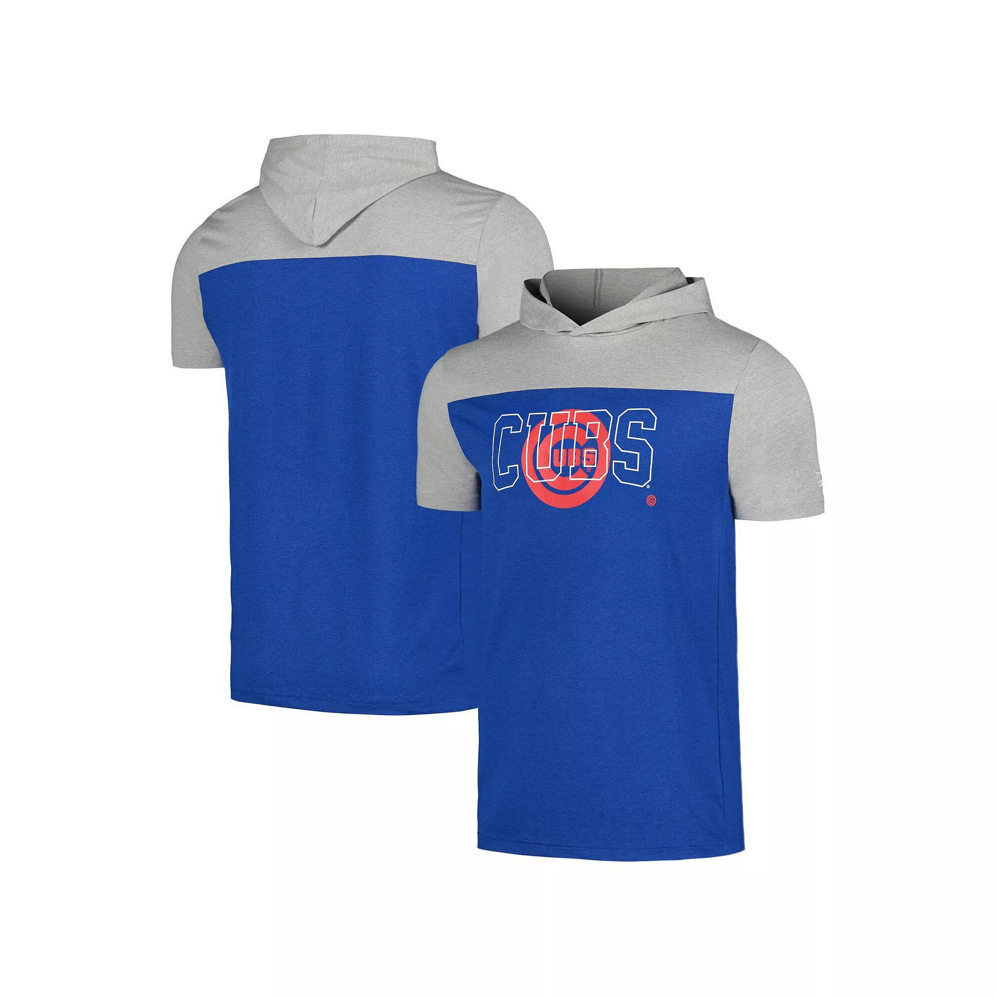 Men's New Era Royal Chicago Cubs Active Brushed Hoodie T-Shirt, Size: Large, Blue Product Image