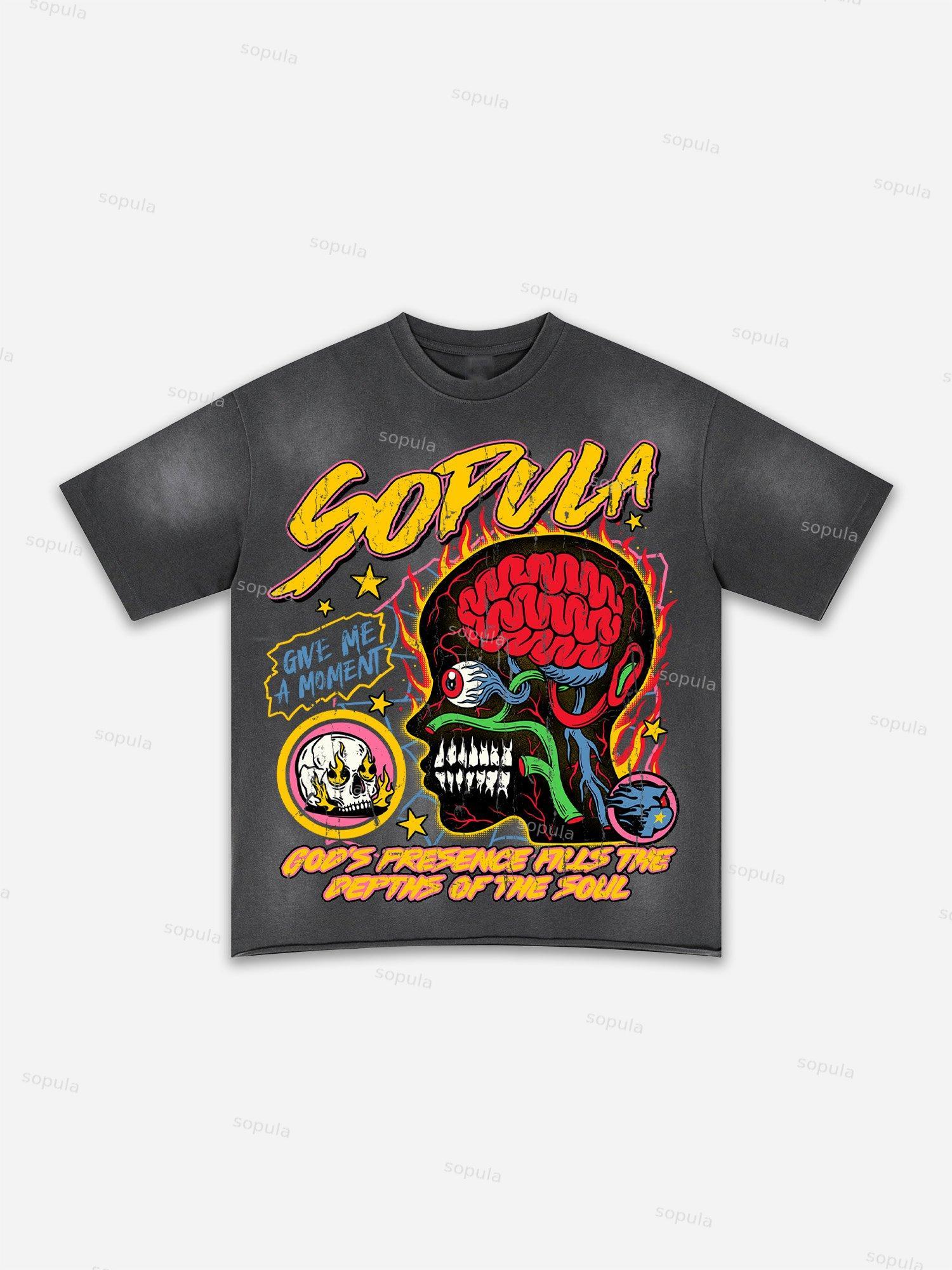 Street Goals Lip Braces Make Vintage Printed Graphic Washed T-shirt Product Image