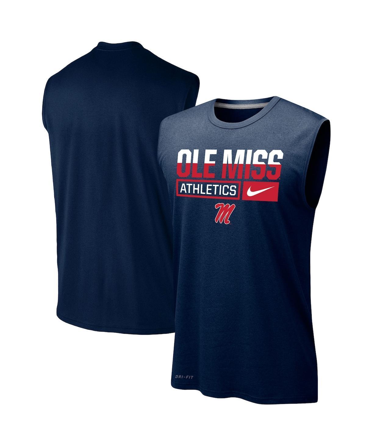 Mens Nike Ole Miss Rebels Wordmark Drop Legend Performance Tank Top Blue Product Image