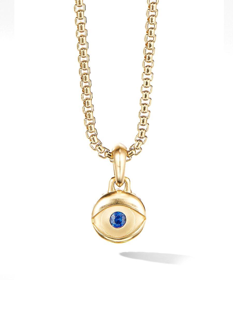 Mens Evil Eye Pendant with Gemstone in 18K Gold, 14.5mm Product Image