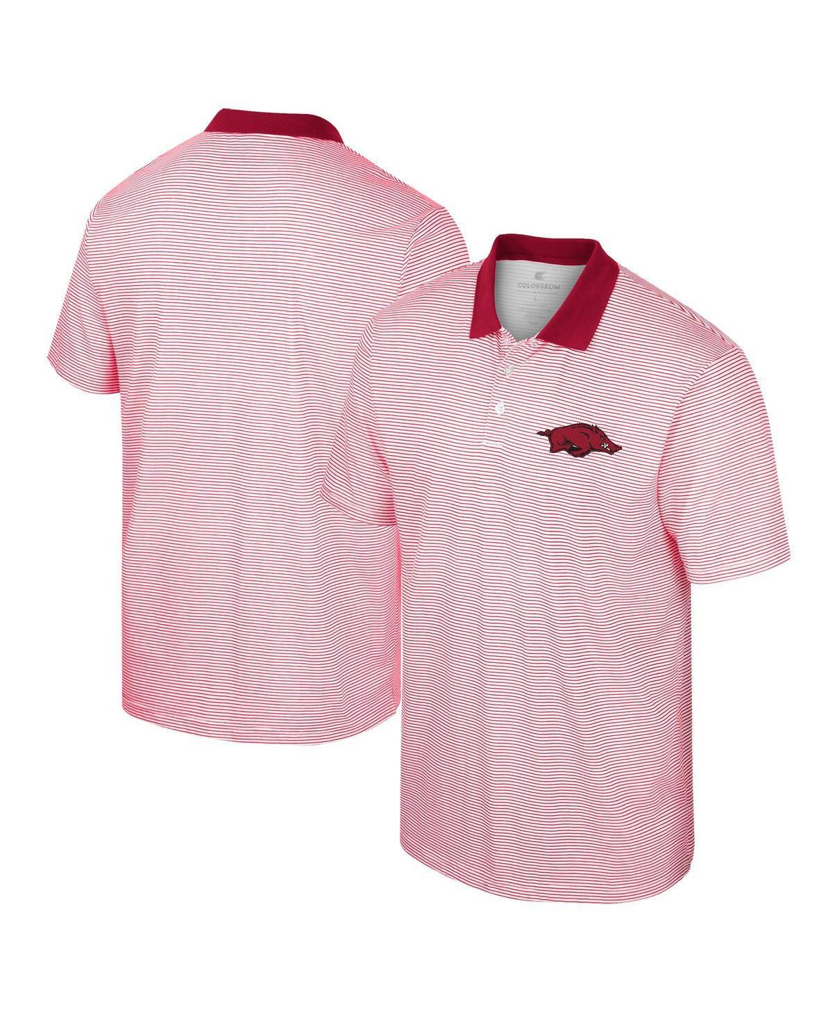 Mens Colosseum /Cardinal Arkansas Razorbacks Print Stripe Polo Product Image