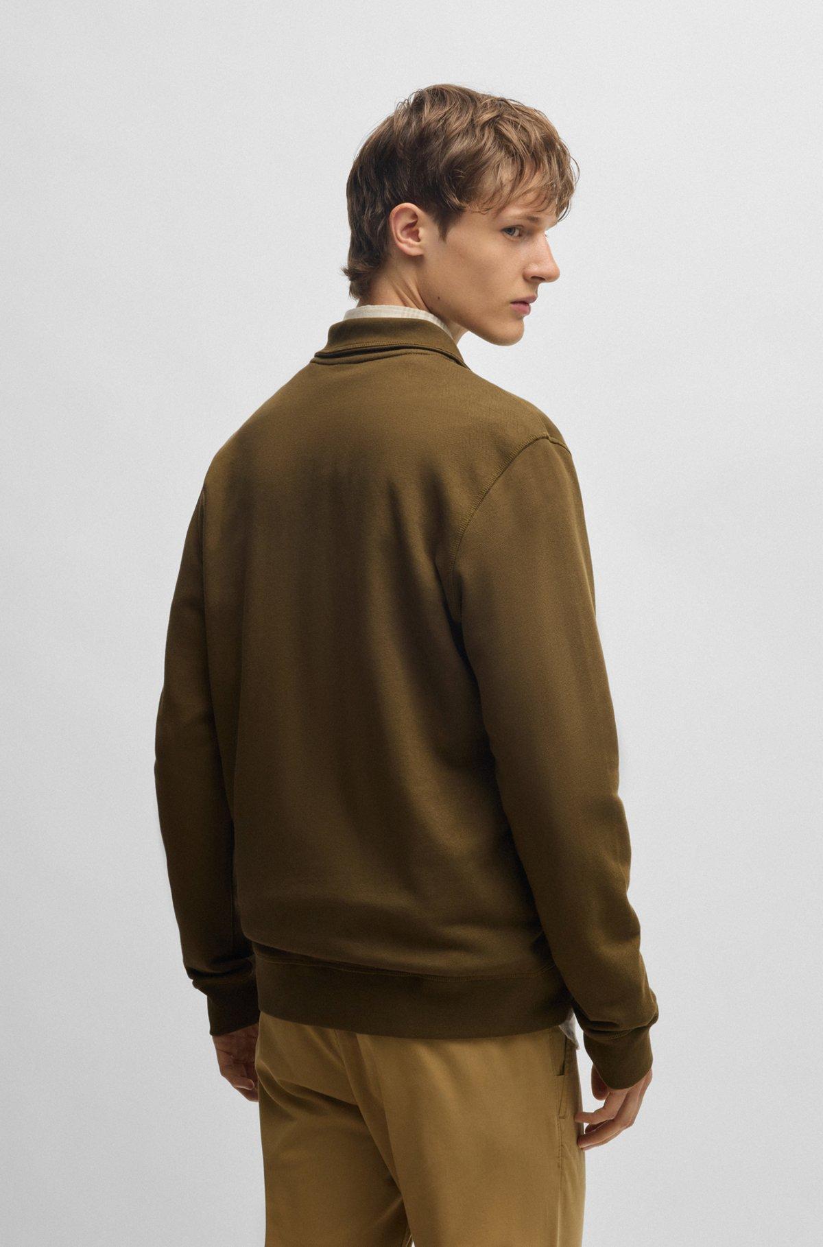 Zip-up jacket in cotton terry with logo badge Product Image