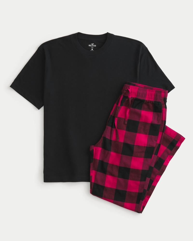 Crew T-Shirt & Flannel Pajama Pants Set Product Image