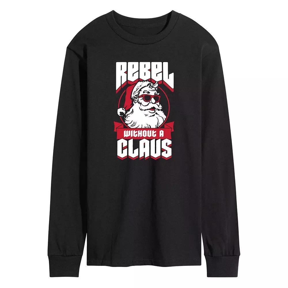 Men's Rebel Without A Claus Long Sleeve Tee, Size: XL, Black Product Image