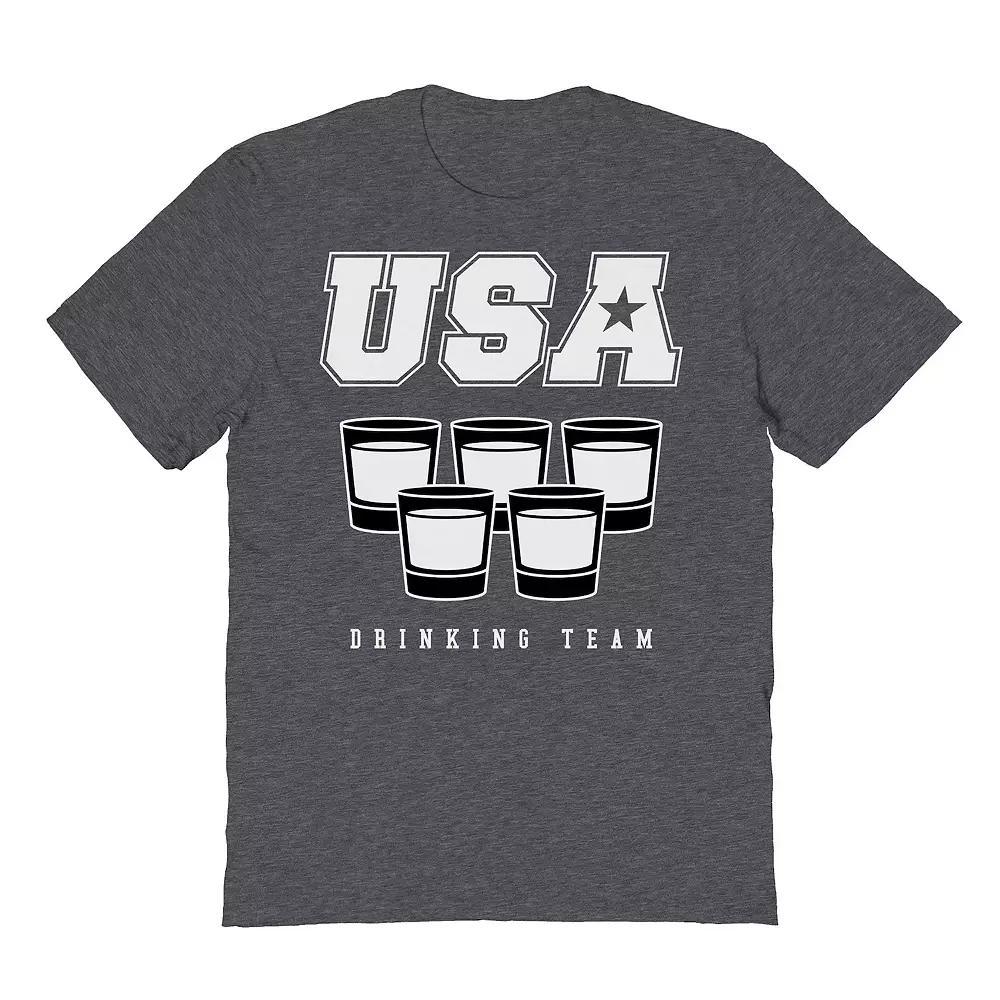 Men's USA Drinking Team Glasses Graphic Tee, Size: XXL, Dark Grey Product Image