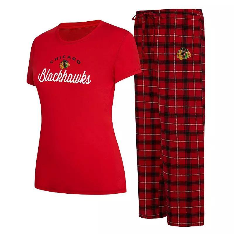 Womens Concepts Sport /Black Chicago Blackhawks Arctic T-Shirt & Pajama Pants Sleep Set Product Image