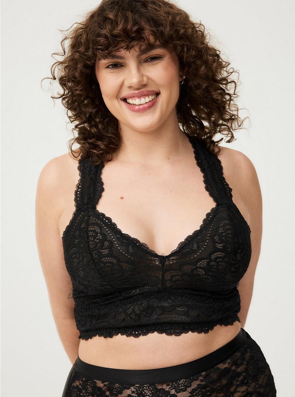 Unlined Lace Solid Racerback Bralette Product Image