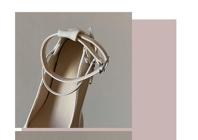 Platform Ankle Strap Patent Leather Block Heel Pumps Product Image