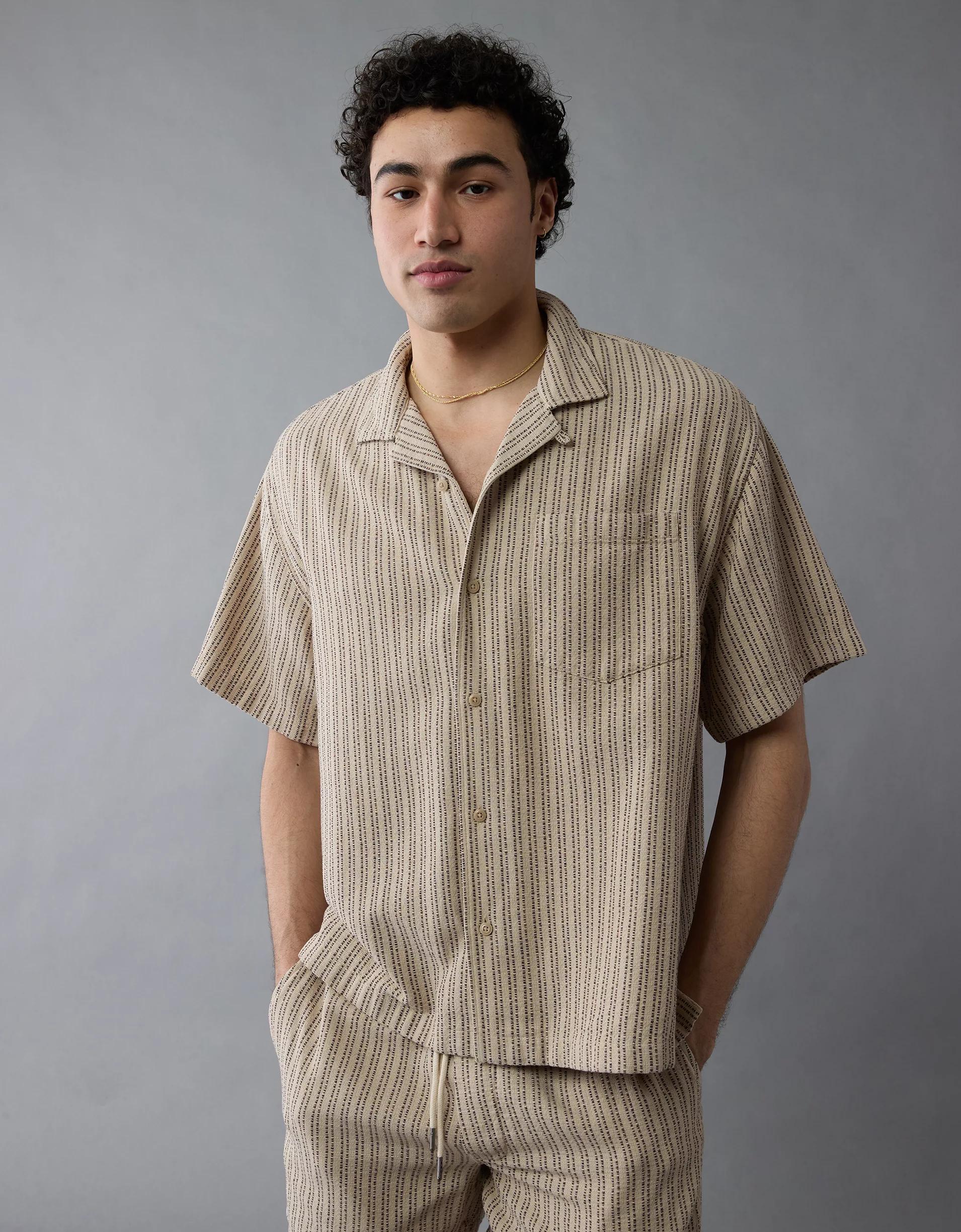 AE Poolside Striped Button-Up Shirt Product Image