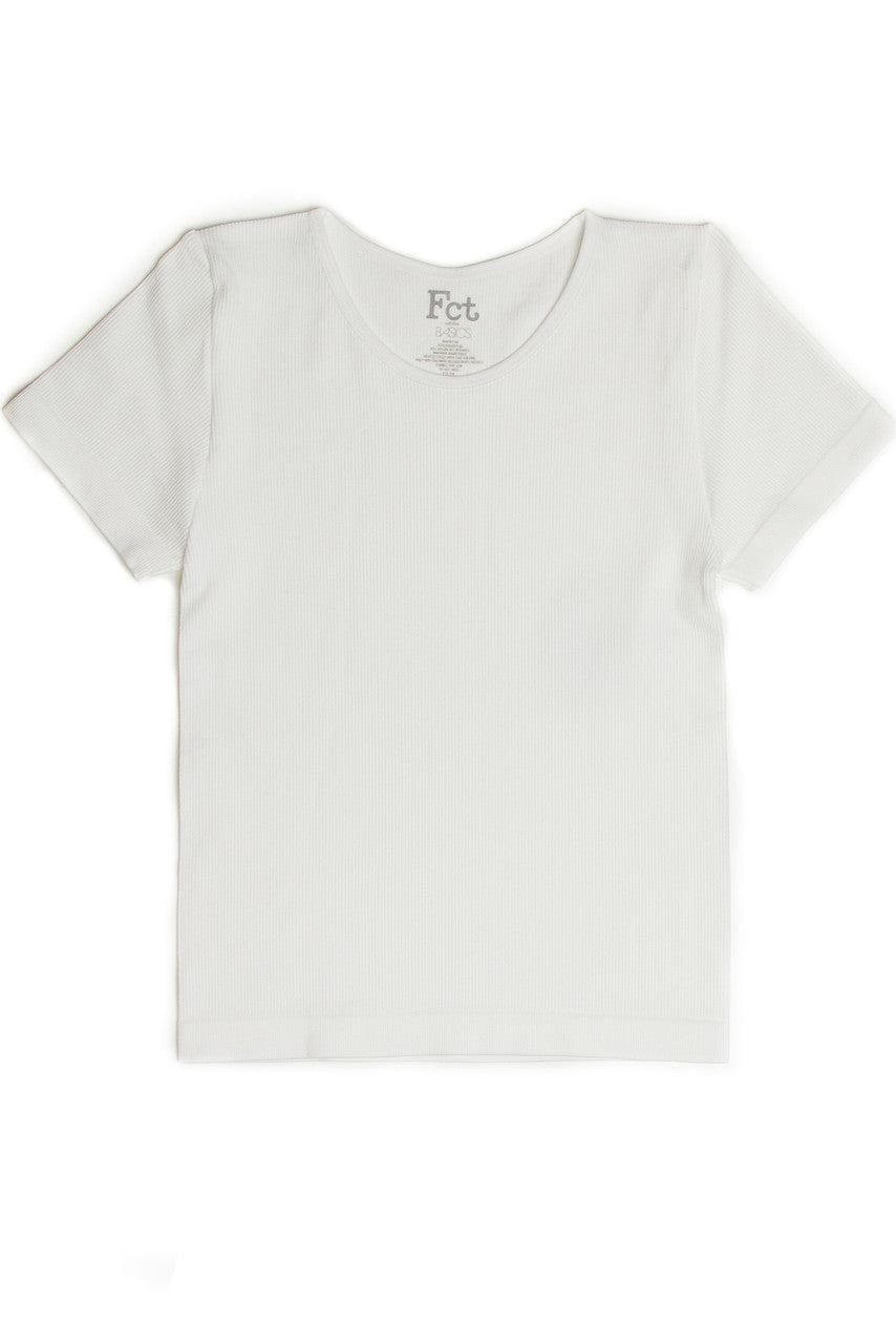 White Seamless Crew Neck Shirt Product Image