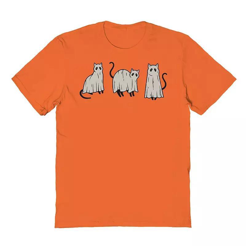 Men's 3 Ghost Cats Halloween Graphic Tee, Size: XXL, Orange Product Image