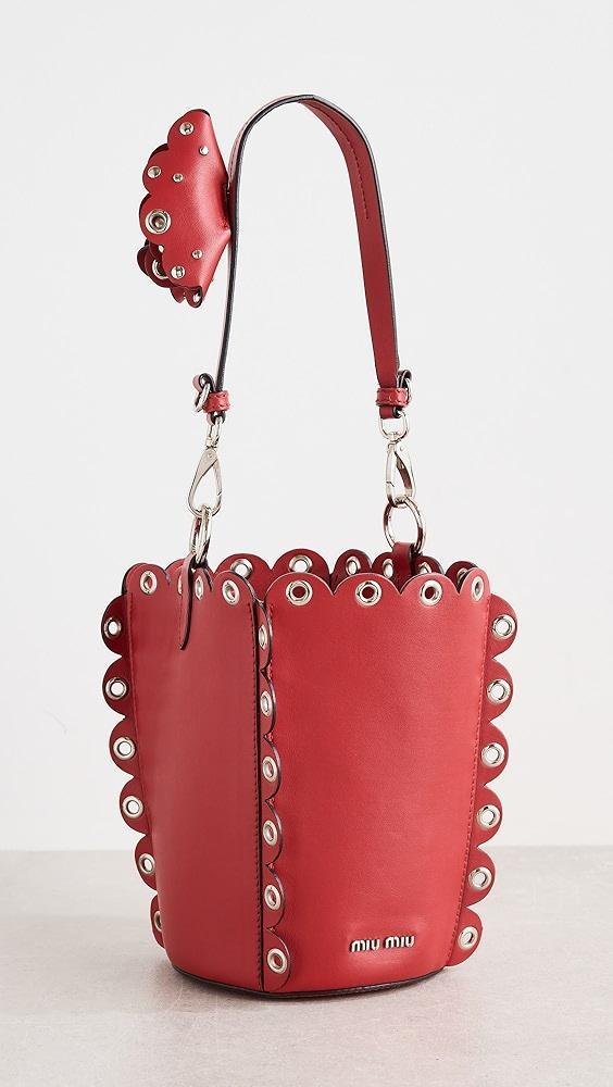 What Goes Around Comes Around Miu Miu Red Calfskin Scalloped Grommet Bag | Shopbop Product Image