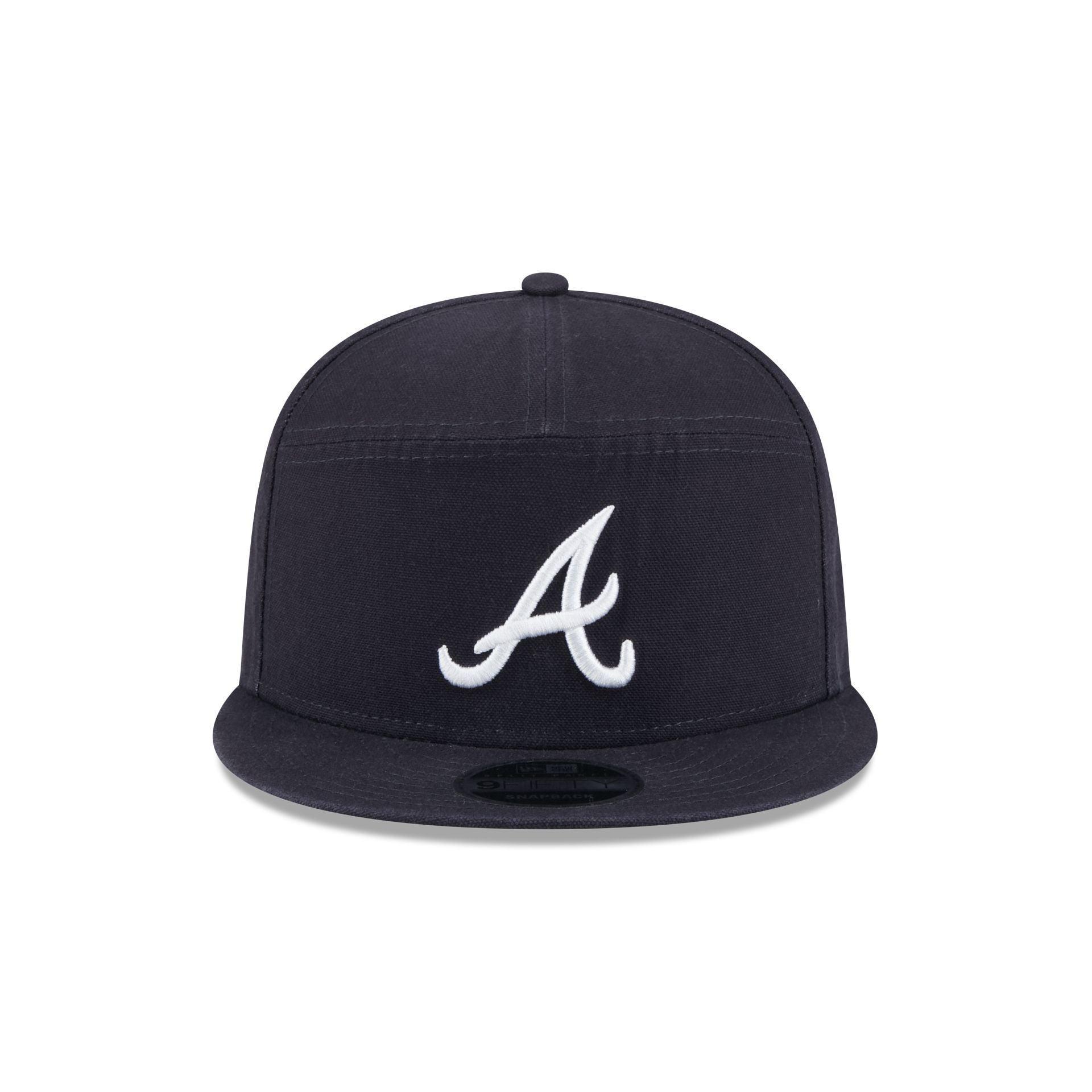 Atlanta Braves Cotton Canvas Split Panel 9FIFTY Trucker Hat Male Product Image